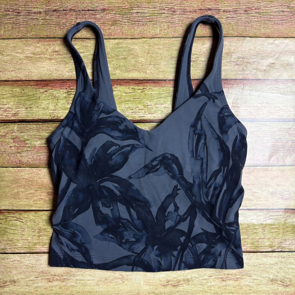Lululemon Align Crop Tank‎ Top Botanical Bloom Anchor Multi Gray Floral size 0